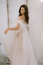 Load image into Gallery viewer, Long Babydoll Tulle Dress with Ostrich Feathers