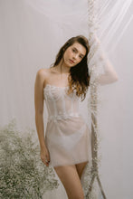 Load image into Gallery viewer, Bustier Tulle Mini Dress with 3D Lace Appliqué and Silk Wrap Set