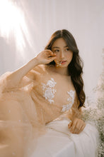 Load image into Gallery viewer, Sheer Pearl Tulle Dress with Silk Robe Set