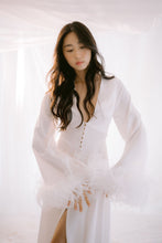 Load image into Gallery viewer, Long Silk Dressing Robe with Ostrich Feathers
