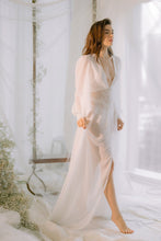 Load image into Gallery viewer, Silk Chiffon Dressing Robe with Corded Lace