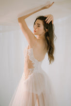 Load image into Gallery viewer, Bustier Lace Onesie with Long Tulle Over Skirt
