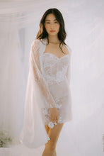 Load image into Gallery viewer, Lace Bustier Mini Dress and Wrap Around Silk Robe Set
