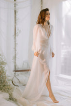 Load image into Gallery viewer, Silk Chiffon Dressing Robe with Corded Lace
