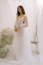 Load image into Gallery viewer, Ruched Tulle Bustier with Lace and Long Tiered Skirt
