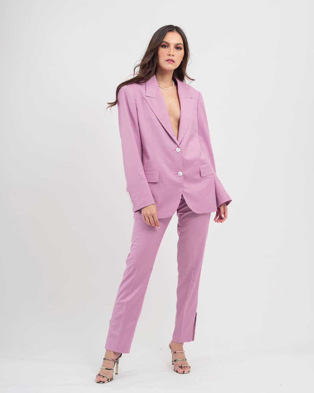 Slacks with zipper on hem (Rose)